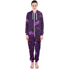 Purple Flowers Hooded Jumpsuit (Ladies) 