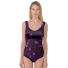 Purple Flowers Princess Tank Leotard 