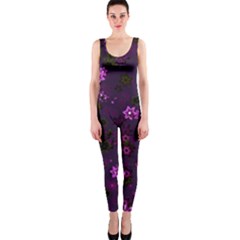 Purple Flowers One Piece Catsuit