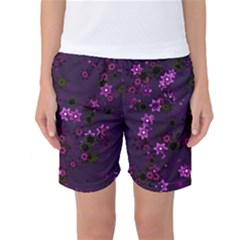 Purple Flowers Women s Basketball Shorts