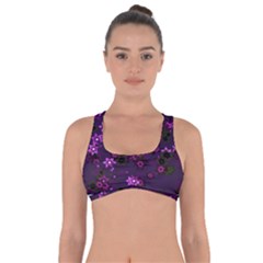 Purple Flowers Got No Strings Sports Bra