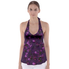 Purple Flowers Babydoll Tankini Top