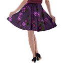 Purple Flowers A-line Skater Skirt View2