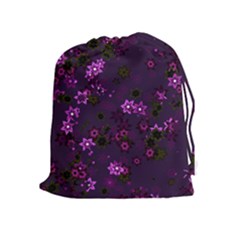 Purple Flowers Drawstring Pouch (XL)