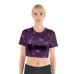 Purple Flowers Cotton Crop Top