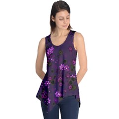 Purple Flowers Sleeveless Tunic