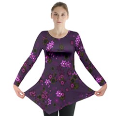 Purple Flowers Long Sleeve Tunic 