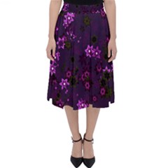 Purple Flowers Classic Midi Skirt