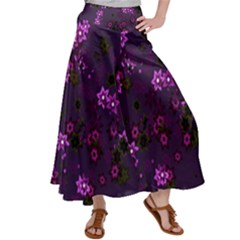 Purple Flowers Satin Palazzo Pants