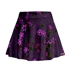 Purple Flowers Mini Flare Skirt