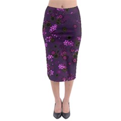 Purple Flowers Midi Pencil Skirt