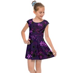 Purple Flowers Kids  Cap Sleeve Dress