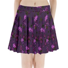 Purple Flowers Pleated Mini Skirt