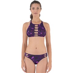 Purple Flowers Perfectly Cut Out Bikini Set