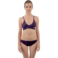 Purple Flowers Wrap Around Bikini Set