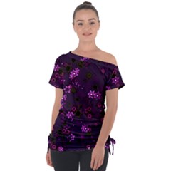 Purple Flowers Tie-Up Tee