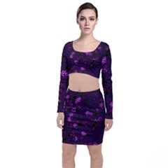 Purple Flowers Top and Skirt Sets