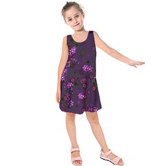 Purple Flowers Kids  Sleeveless Dress