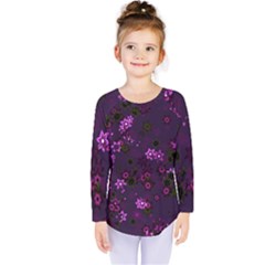 Purple Flowers Kids  Long Sleeve Tee