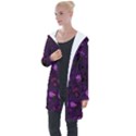 Purple Flowers Longline Hooded Cardigan View1