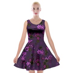 Purple Flowers Velvet Skater Dress