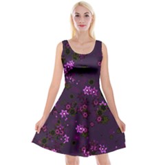 Purple Flowers Reversible Velvet Sleeveless Dress