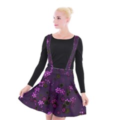 Purple Flowers Suspender Skater Skirt by SpinnyChairDesigns