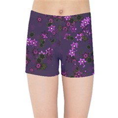 Purple Flowers Kids  Sports Shorts