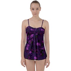 Purple Flowers Babydoll Tankini Set