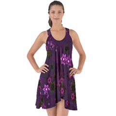 Purple Flowers Show Some Back Chiffon Dress