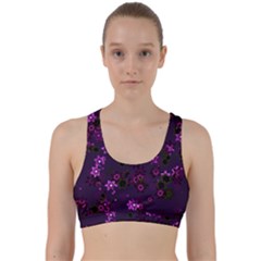 Purple Flowers Back Weave Sports Bra