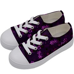 Purple Flowers Kids  Low Top Canvas Sneakers