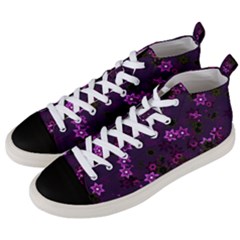 Purple Flowers Men s Mid-top Canvas Sneakers by SpinnyChairDesigns