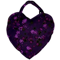 Purple Flowers Giant Heart Shaped Tote