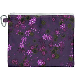 Purple Flowers Canvas Cosmetic Bag (xxxl) by SpinnyChairDesigns