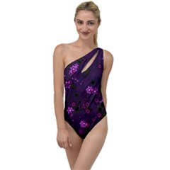 Purple Flowers To One Side Swimsuit