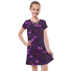 Purple Flowers Kids  Cross Web Dress