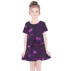 Purple Flowers Kids  Simple Cotton Dress