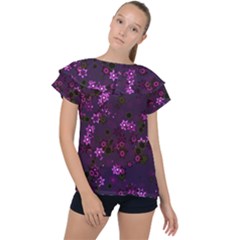 Purple Flowers Ruffle Collar Chiffon Blouse