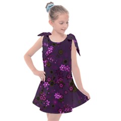 Purple Flowers Kids  Tie Up Tunic Dress