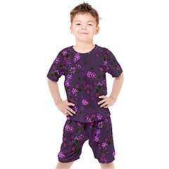 Purple Flowers Kids  Tee and Shorts Set