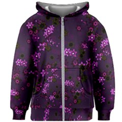 Purple Flowers Kids  Zipper Hoodie Without Drawstring