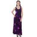 Purple Flowers Sleeveless Velour Maxi Dress View1