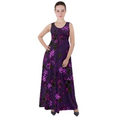 Purple Flowers Empire Waist Velour Maxi Dress