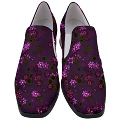 Purple Flowers Women Slip On Heel Loafers