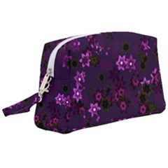 Purple Flowers Wristlet Pouch Bag (Large)