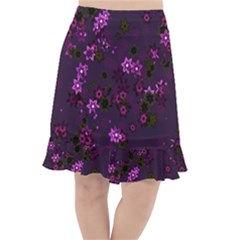 Purple Flowers Fishtail Chiffon Skirt