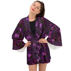 Purple Flowers Long Sleeve Kimono