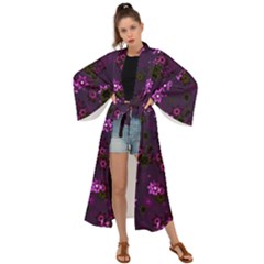 Purple Flowers Maxi Kimono