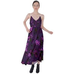 Purple Flowers Tie Back Maxi Dress